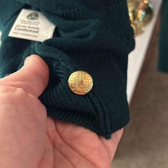 Vintage Equorian Heritage Emerald Green Lambswool Cardigan Sweater SZ M - Picture 6 of 6
